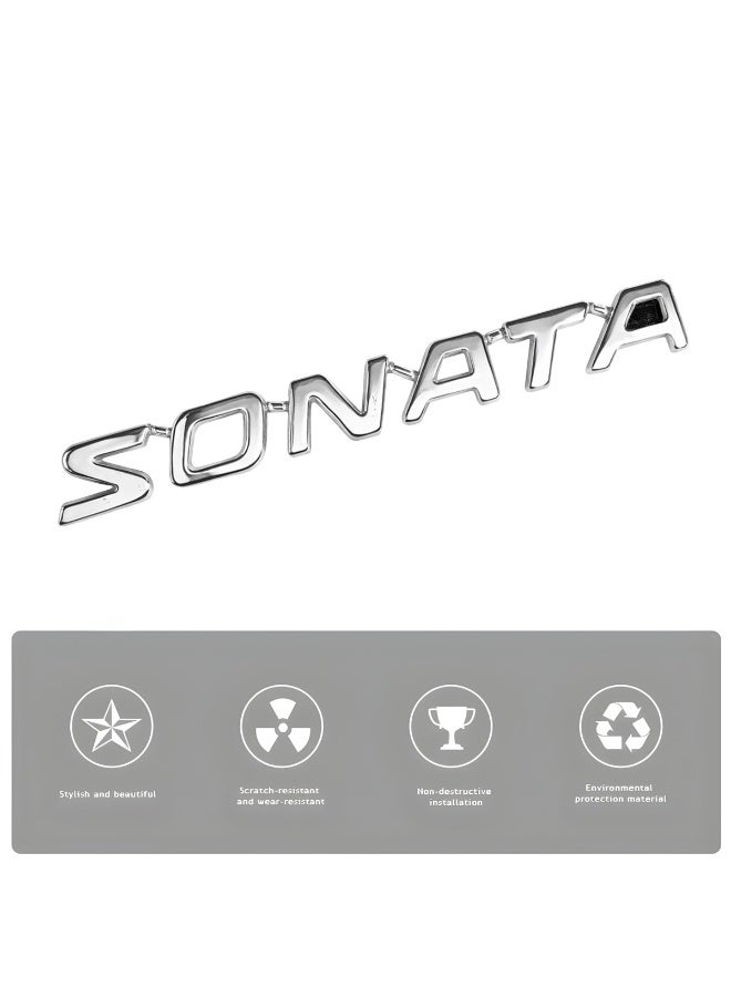 Sonata Rear Trunk Emblem Badge 3D Chrome Letter Logo Replacement Adhesive Backed Boot Lid Nameplate Decal Durable Metallic Finish Exterior Body Styling Accessory - Image 5